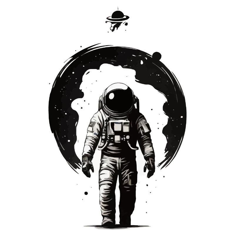 ASTRONAUTE DANS L’ESPACE SORTANT DU TROU NOIR