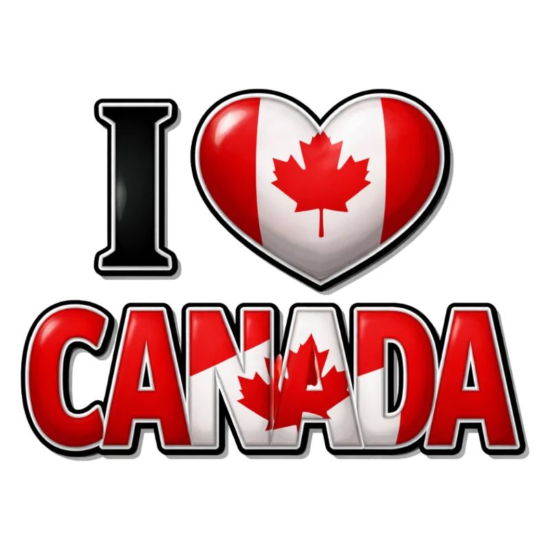 I Love Canada – Heart with Maple Leaf