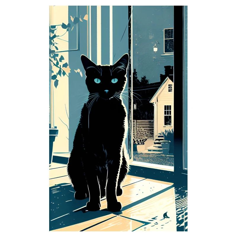 Domestic short haired cat during night