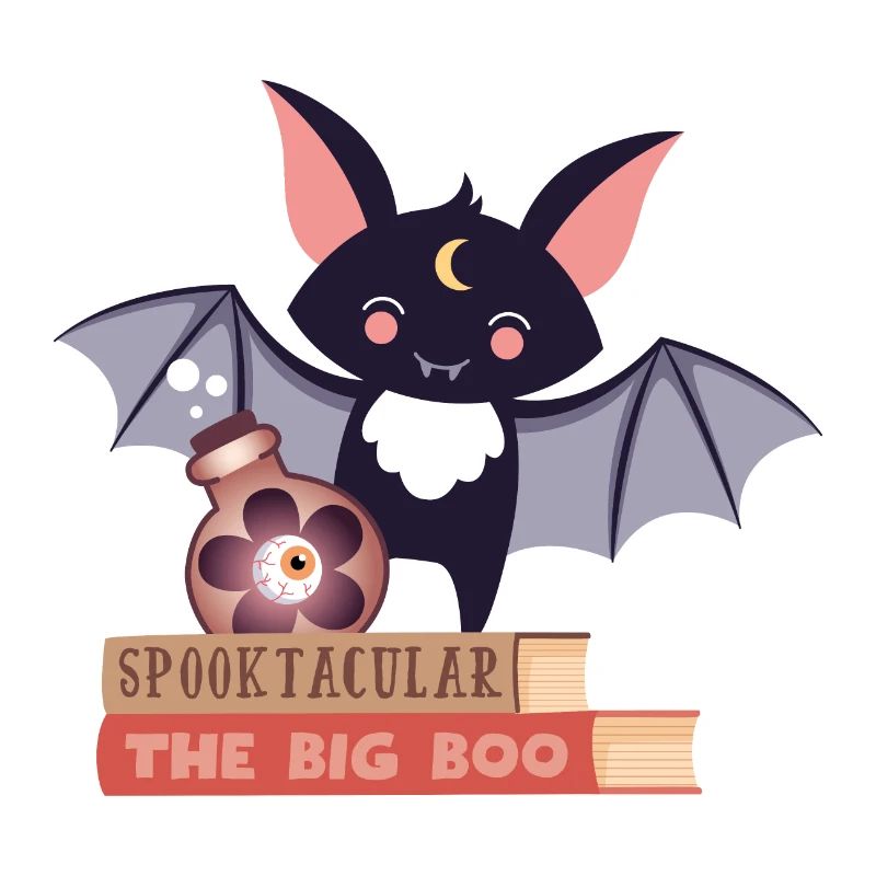 Bat on stack of books