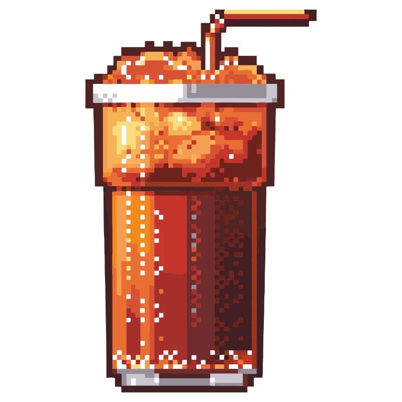 Pixel Cola Glas mit Eis