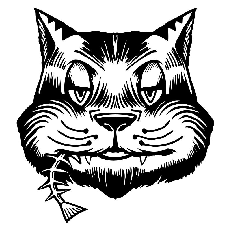 Cat Eats Fish (Cat Face, Funny Pictures)