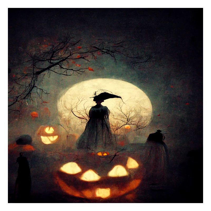 Halloween Witch on Pumpkin Dark Theme