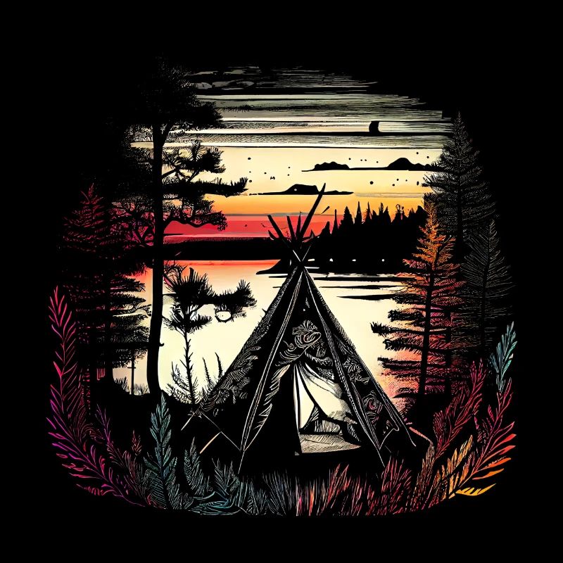 Paradies - Camping am See - Retro Artwork