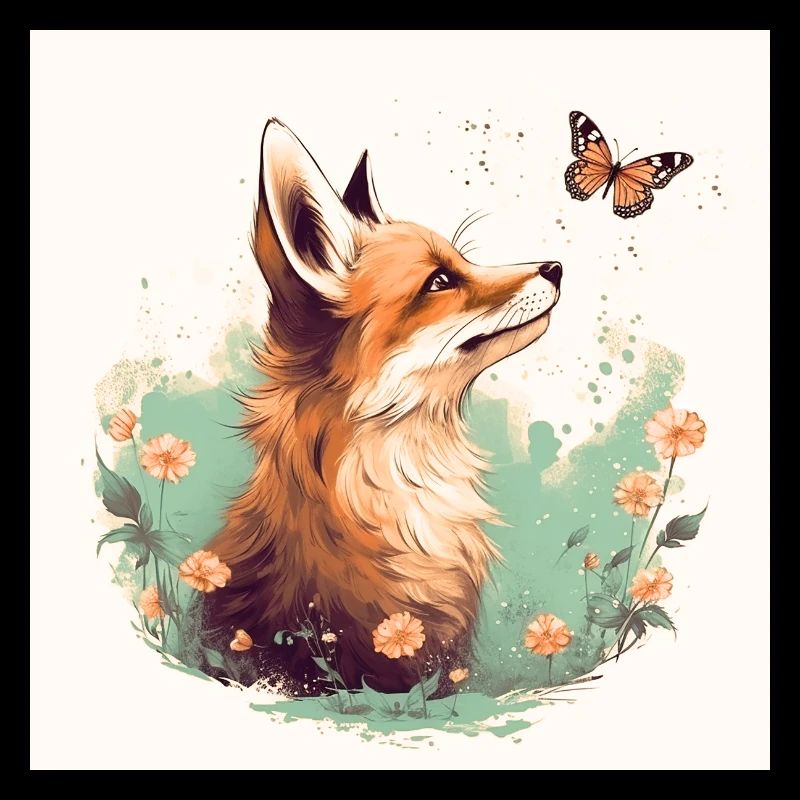 Fuchs mit Schmetterling