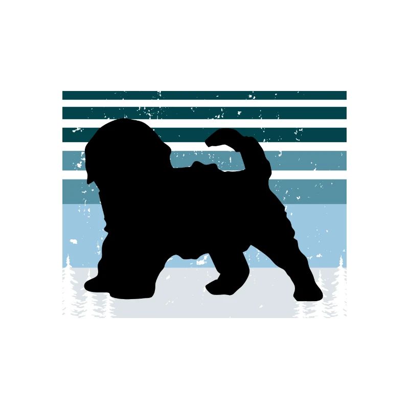 Cockapoo Dog Lover Silhouette Vintage Sunset