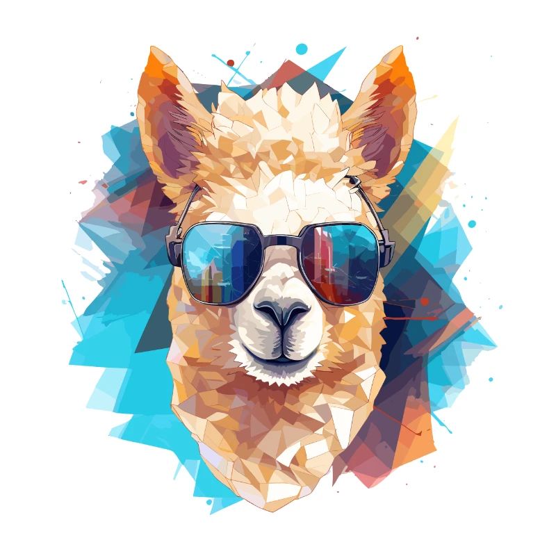 Alpaca mit Kopfhörern Polygon-Art