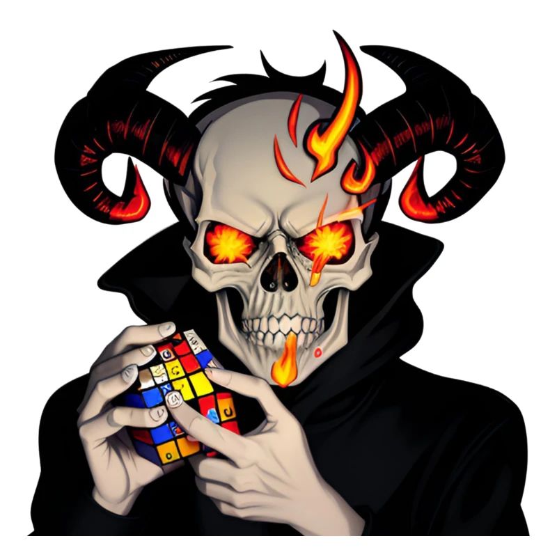 Horned skull | Solving his cursed puzzle cube