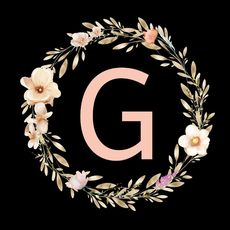 Customizable Monogram G Flower Wreath Boho