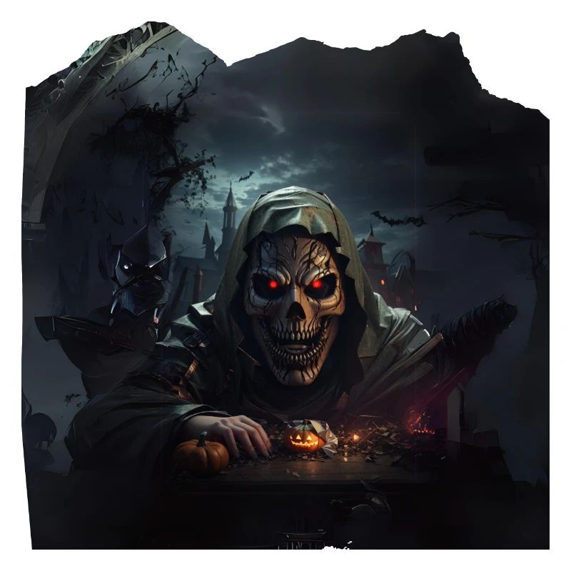 Skeleton Pumpkin Castle Dark Nightmare