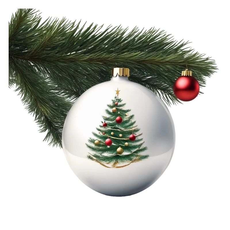 Weihnachtskugel mit Tannenzweig