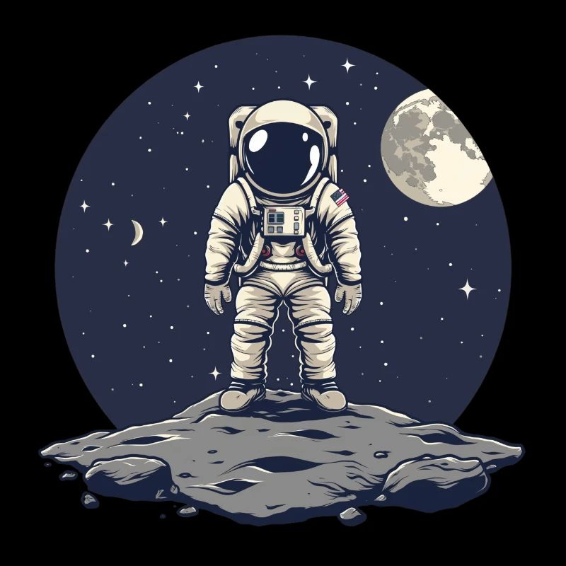 Astronaut Frontal Asteroid Moon Background