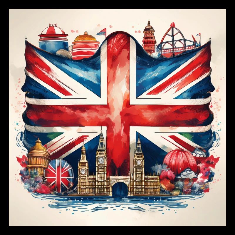 Bold British Union Jack Cityscape Artwork