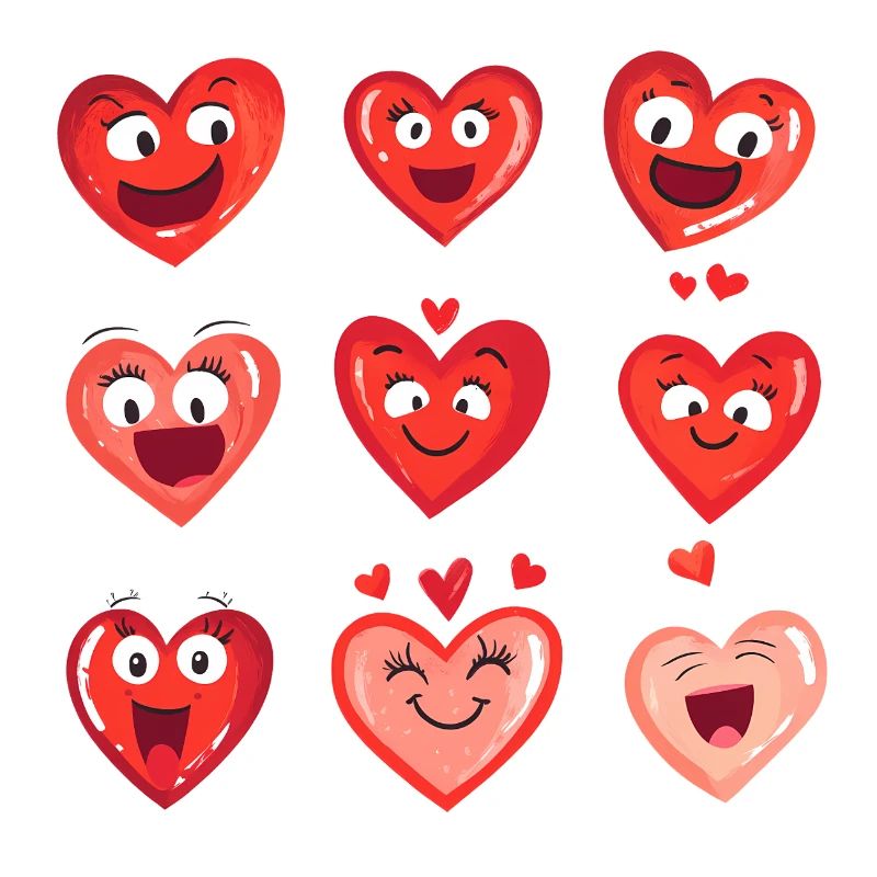Coeurs Funny Faces Cadeau de la Saint-Valentin