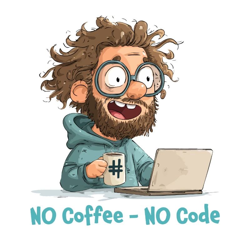 No Coffee - No Code. Lustiges Nerd-Motiv.