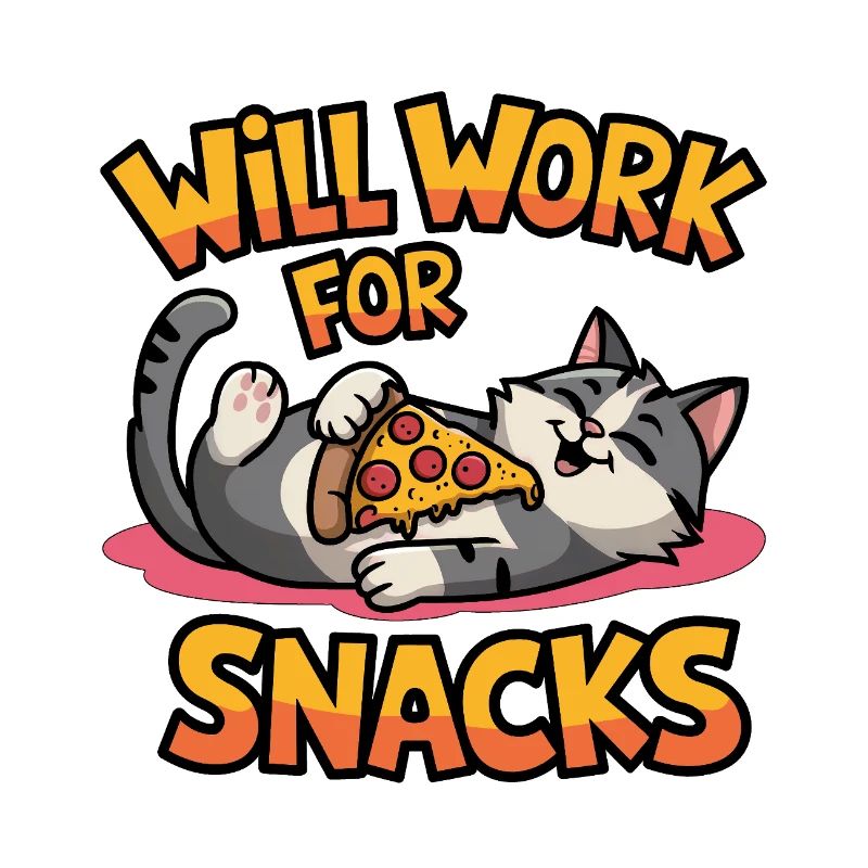 Fonctionnera pour les collations - Drôle de chat avec pizza