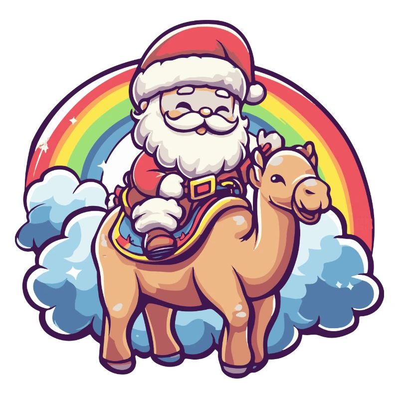 Kamel Weihnachtsmann Regenbogen
