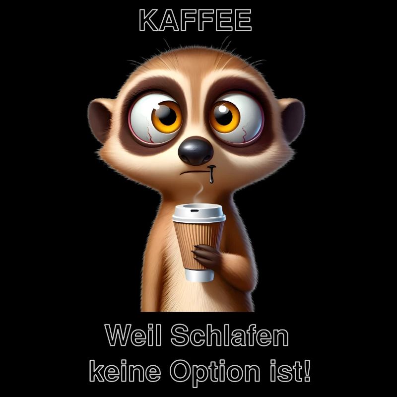 Müdes Erdmännchen mit Kaffee