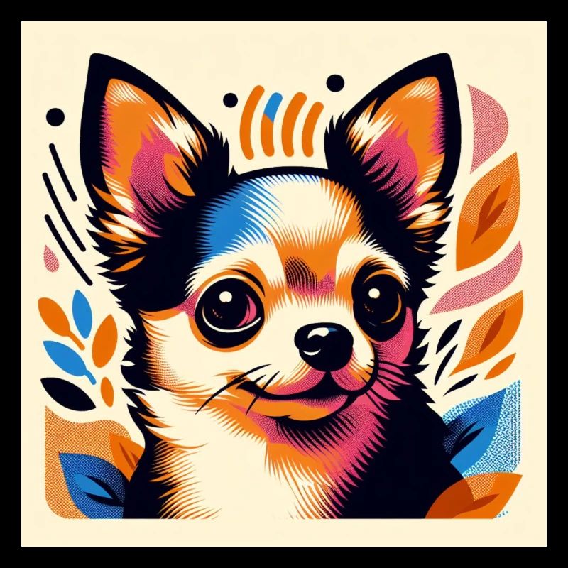 Chihuahua Risograph Vector Style 2