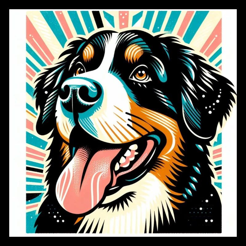 Bernese Dog Risography Vector Style