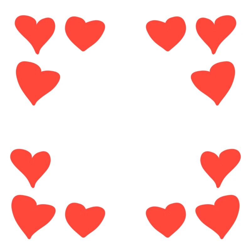 Hearts Pattern Frame Square Heart Red