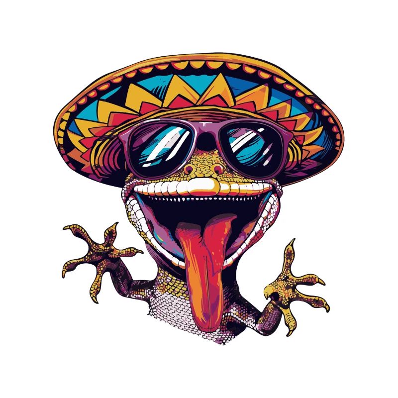 Lizard Gecko Comic Funny Sombrero