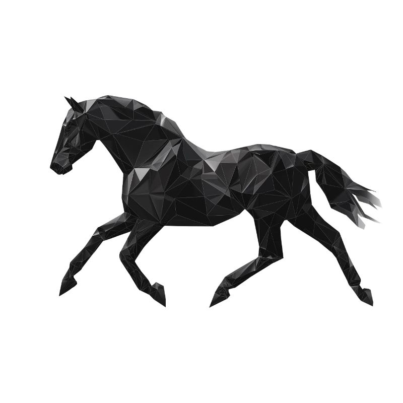 Cheval Noir Low Poly Logo Art Design Noir