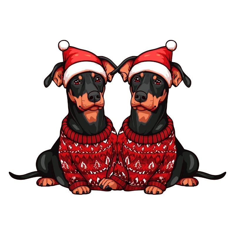 Équipe de Noël du chien doberman