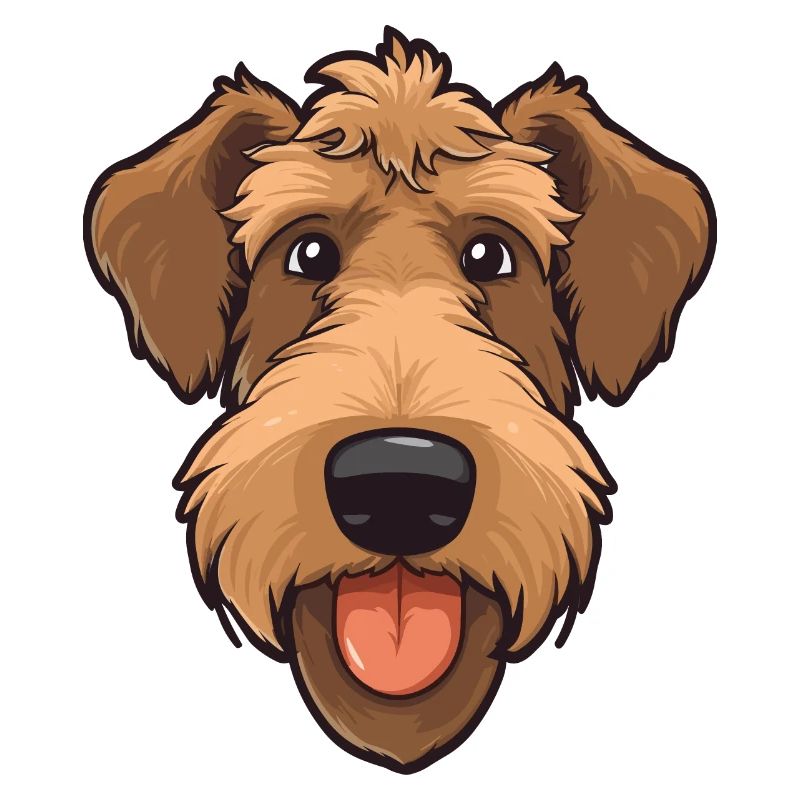 Airedale Terrier Kopf: Comic Cartoon Hunde Liebe
