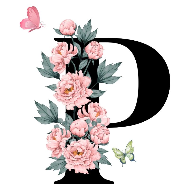 Buchstabe p rosa Blumen