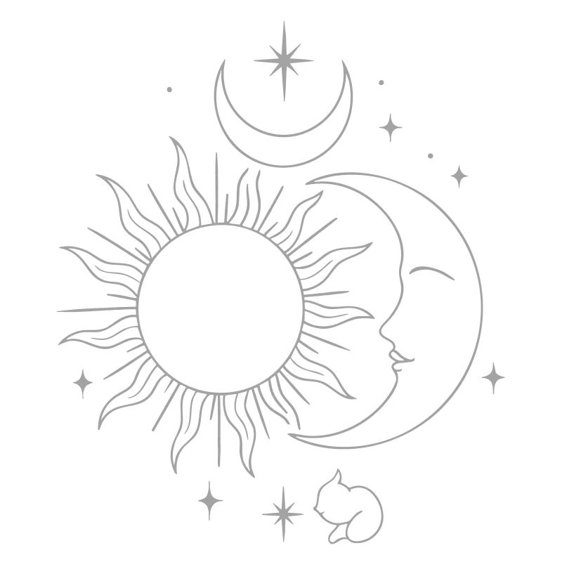 Art au trait céleste du Soleil et de la Lune