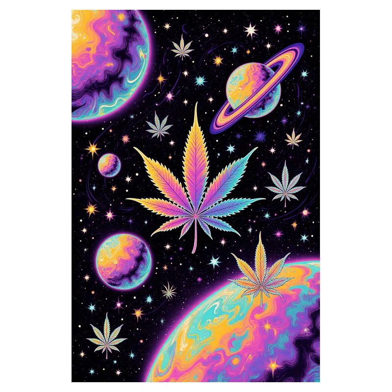 Psychedelic Space Cannabis Pattern