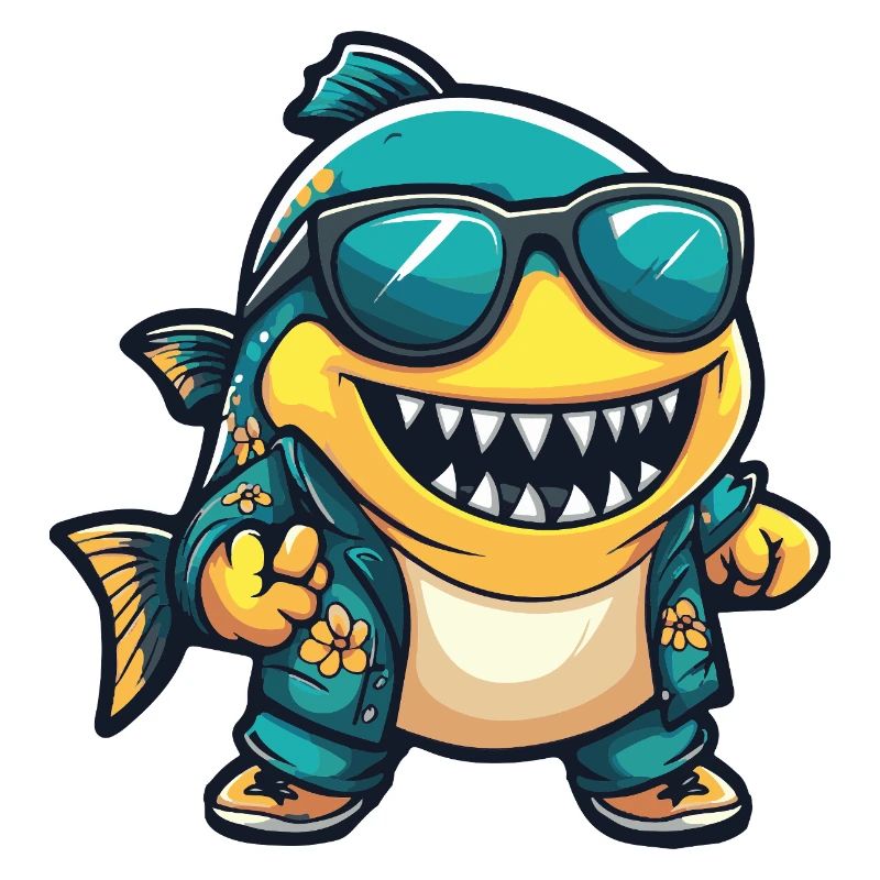 Piranha Fish Comic Vacation