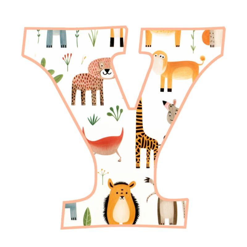 Buchstabe Y, Monogramm, Tiermuster