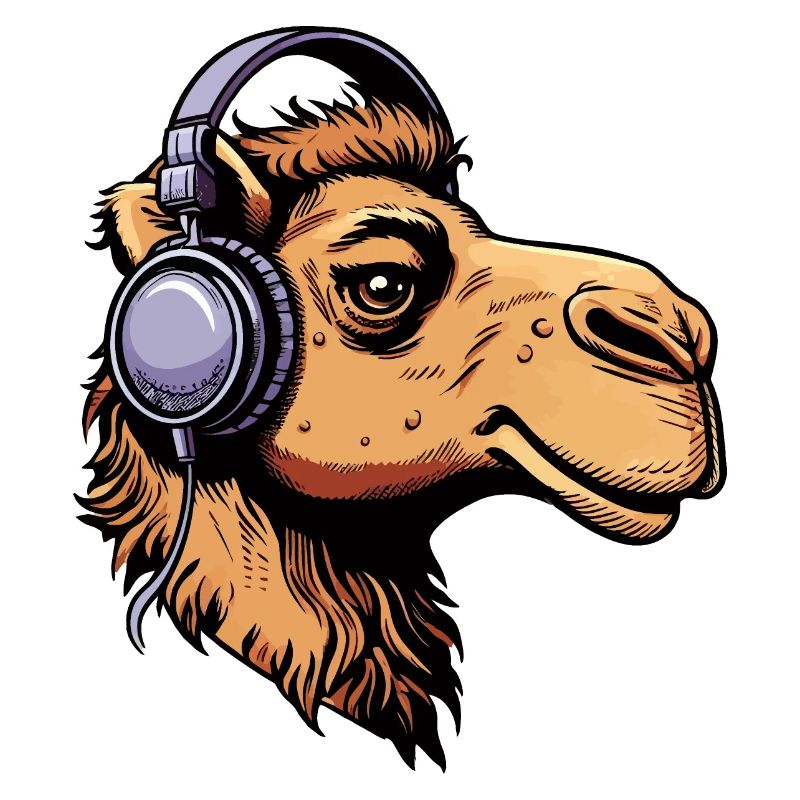 Camel avec des écouteurs
