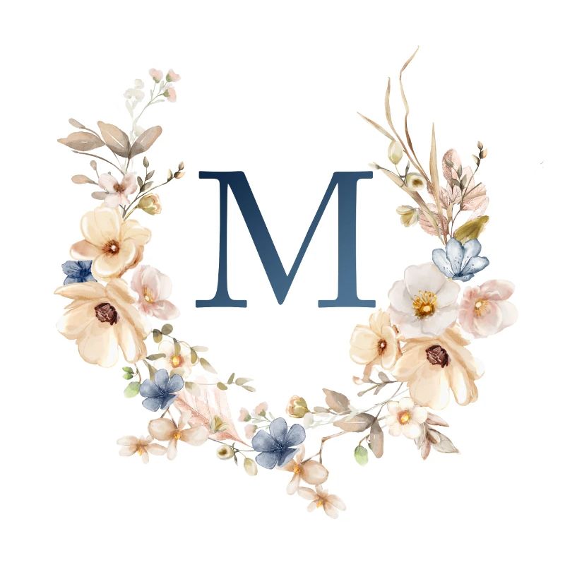 M Monogram, Floral, Boho