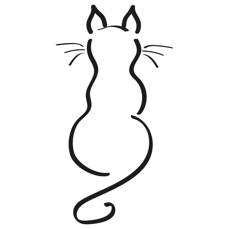 Cat Minimalist Line Back Plain