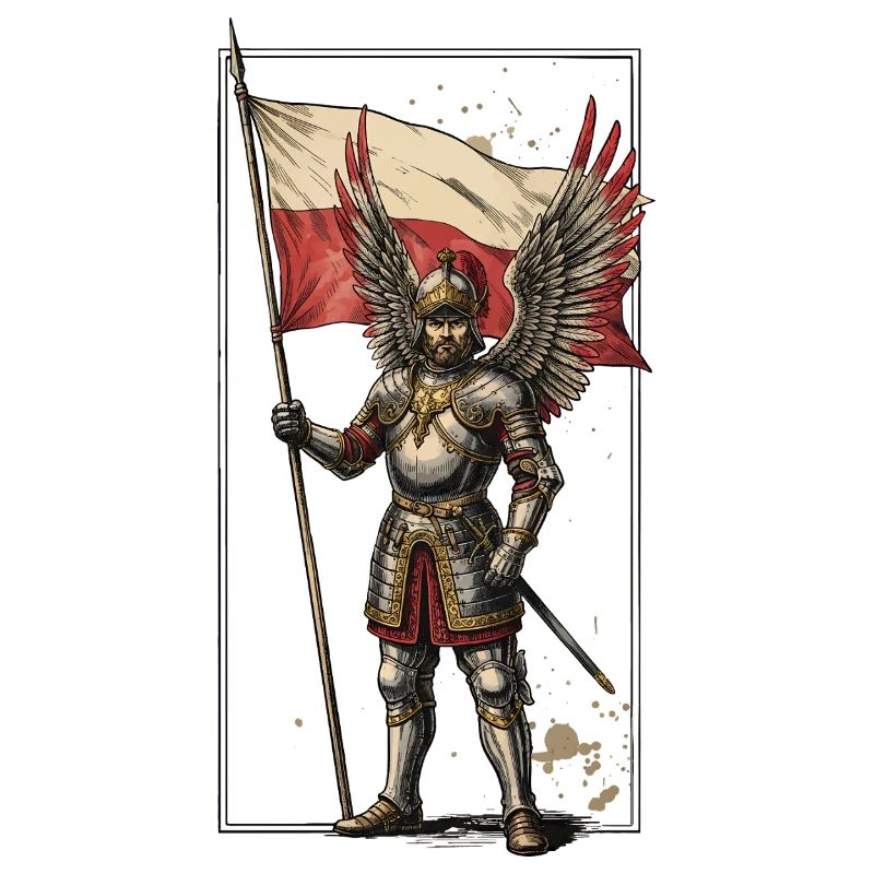 Winged Hussar with Polish Flag
