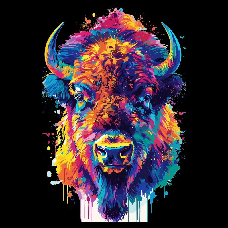 Bunter Bison Abstrakte Tierkunst Wildnis