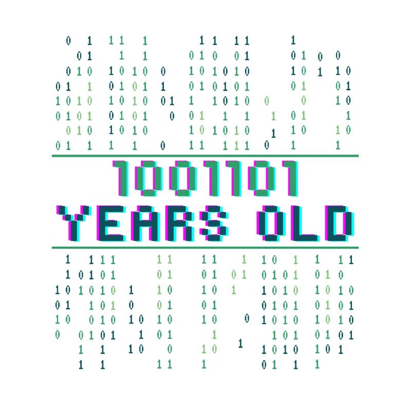 77. Geburtstag 77 Jahre alt Binärcode Informatik