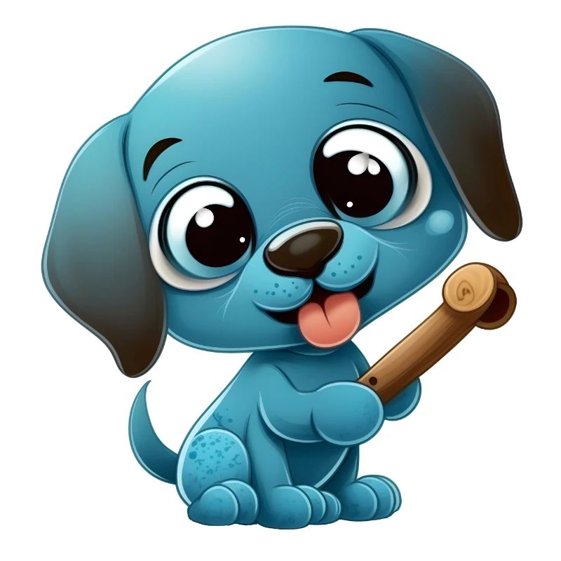 Süsser blauer Hund der mit einem Knochen spielt