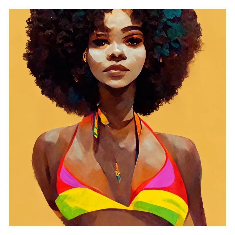 Afro -Mädchen Im Bikinimalerei