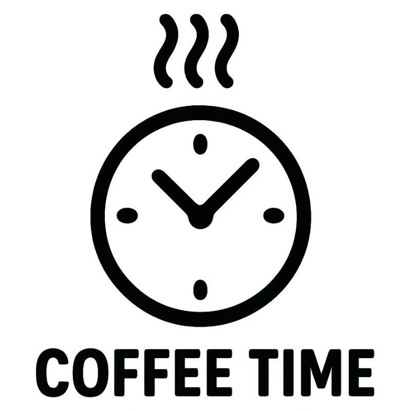 Coffee Time Clock Illustration