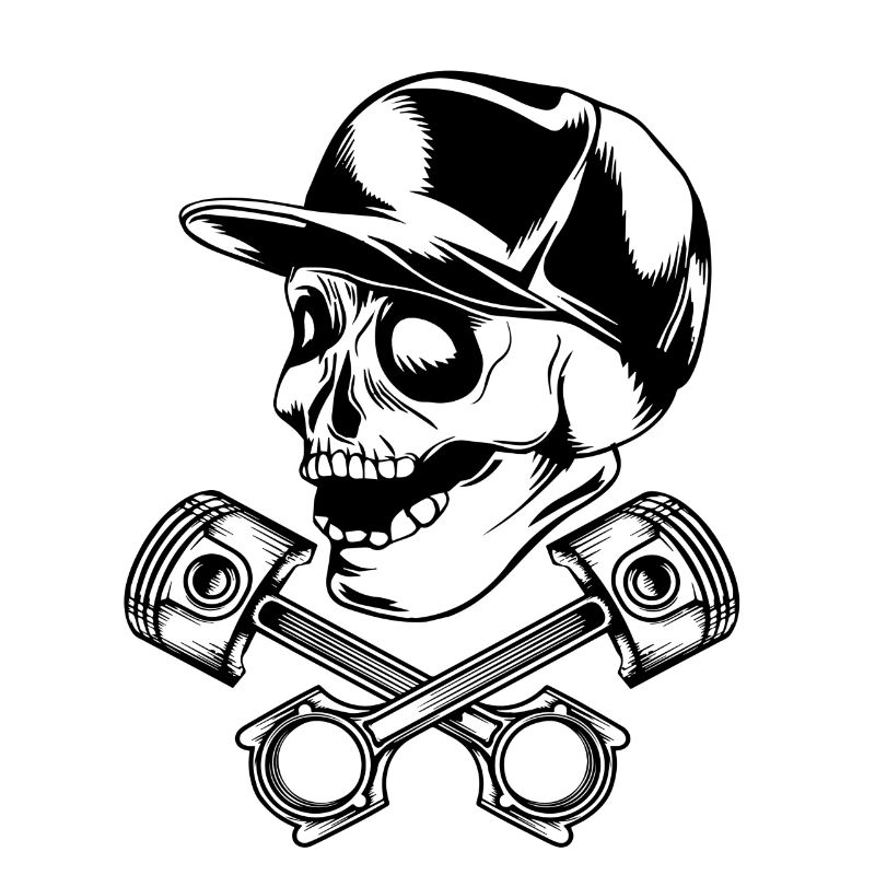 Skull piston piston tête de mort cap