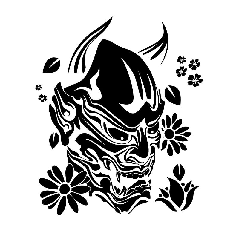Diable avec des fleurs noires