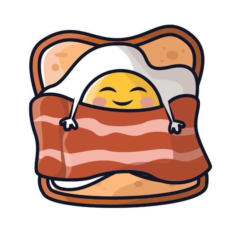 Sleeping breakfast/fried egg, toast and bacon