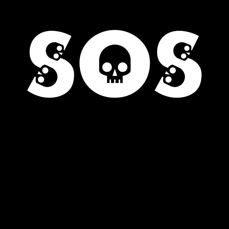 SOS Skull Design with Bones Comic Style