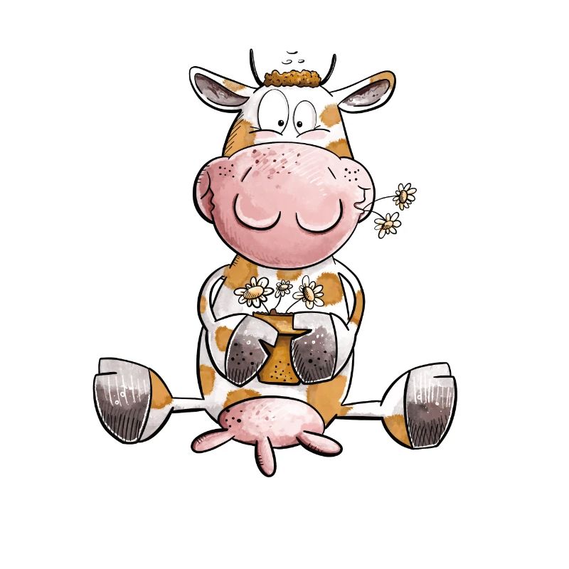 Vache avec des fleurs