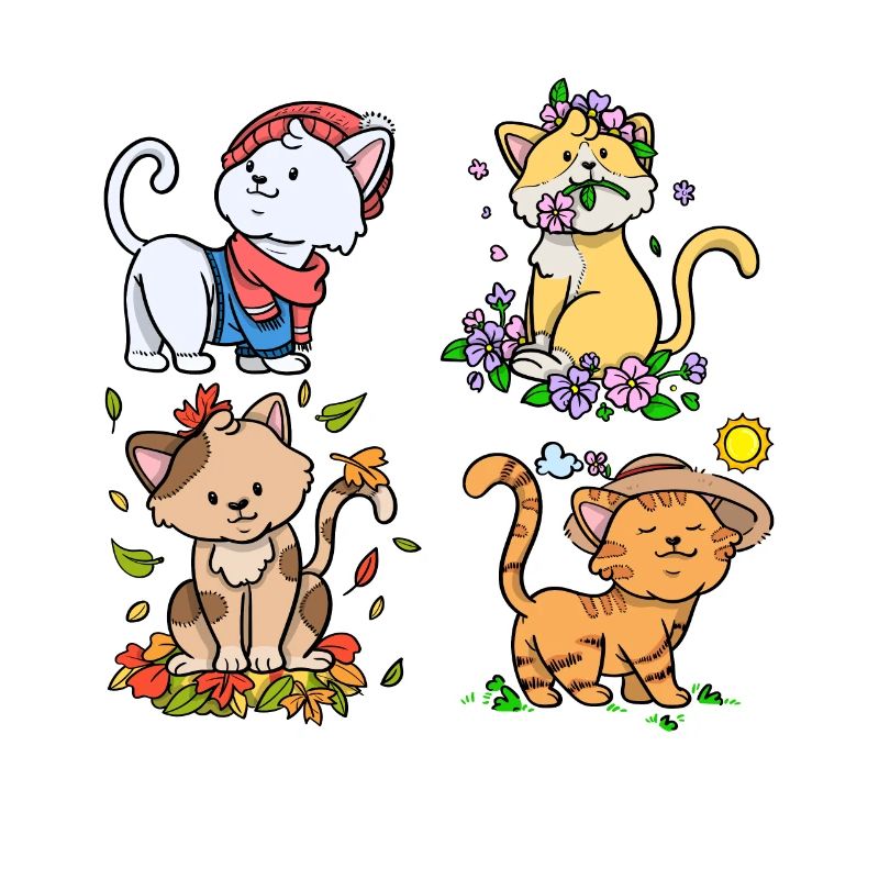 Chaque saison est une saison de chat Saisons Chats