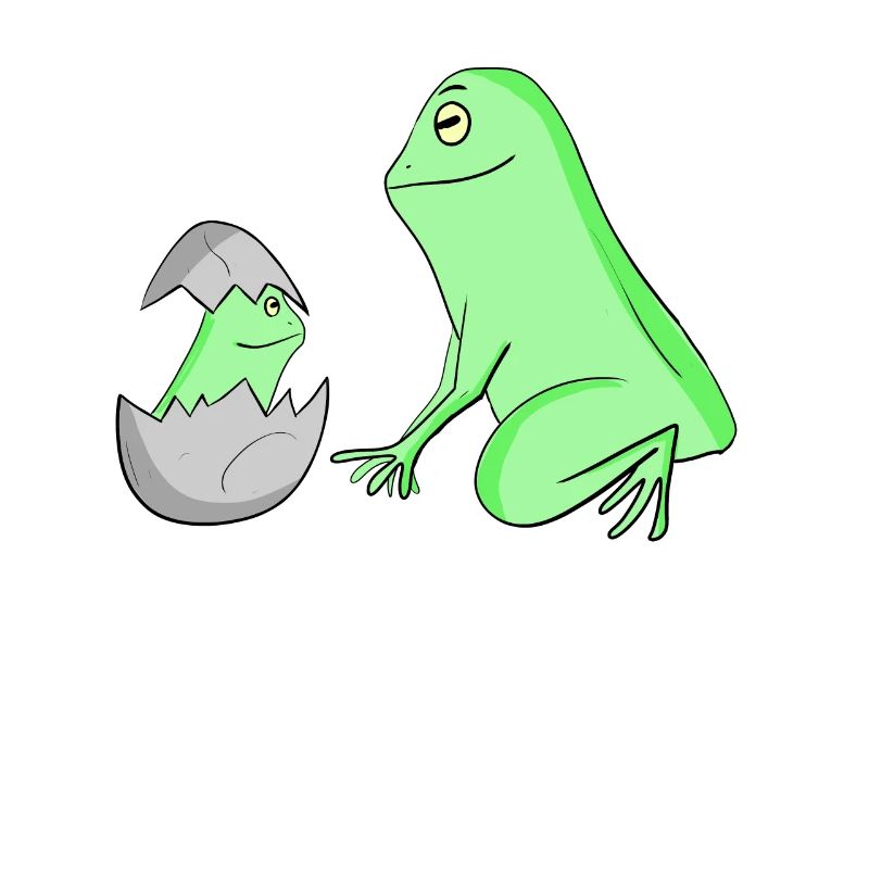 Grenouille avec bébé grenouille
